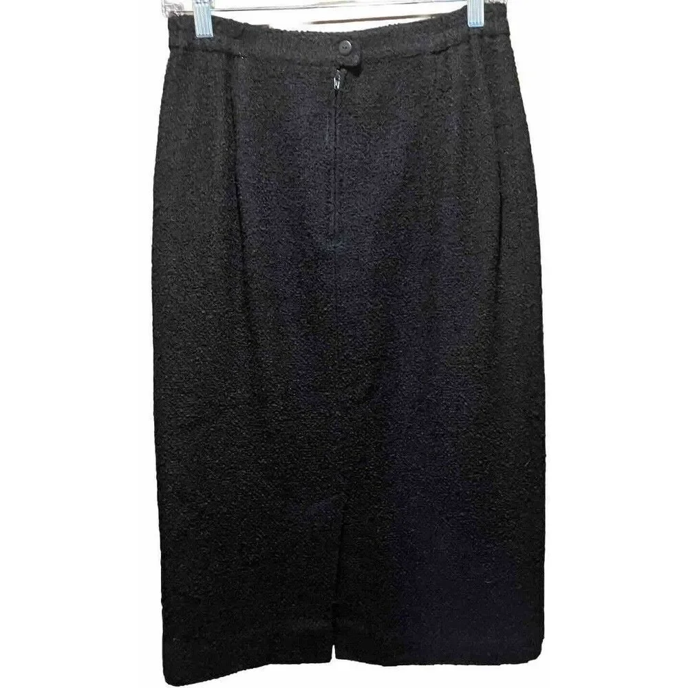 Vintage Howard Wolf Skirt Size 10 Black Straight Textured Worsted Wool Rayon